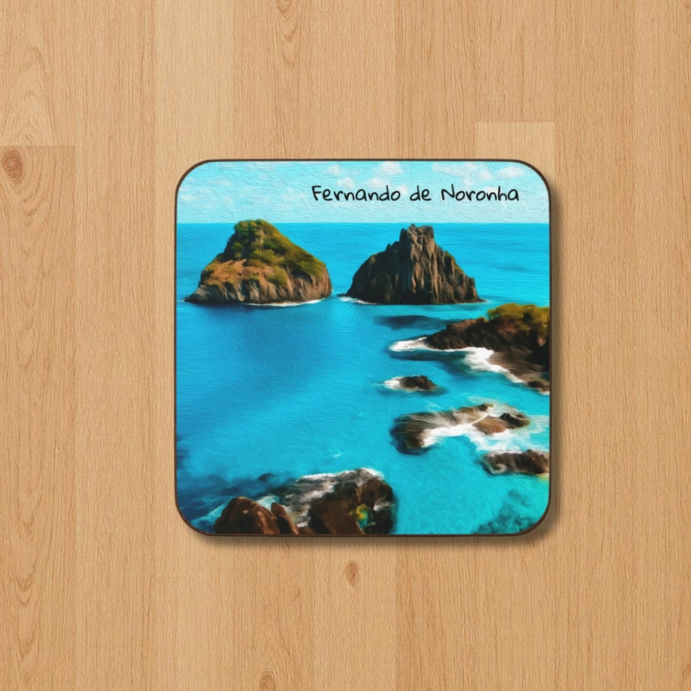 Fernando de Noronha, Brazil | Twin Rocks Turquoise Bay | Original Series Hardboard Coaster