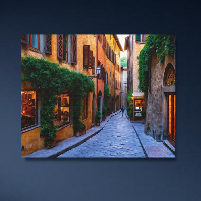 Florence, Italy | Via delle Terme Cobblestone Alley | Original Series Gallery Canvas