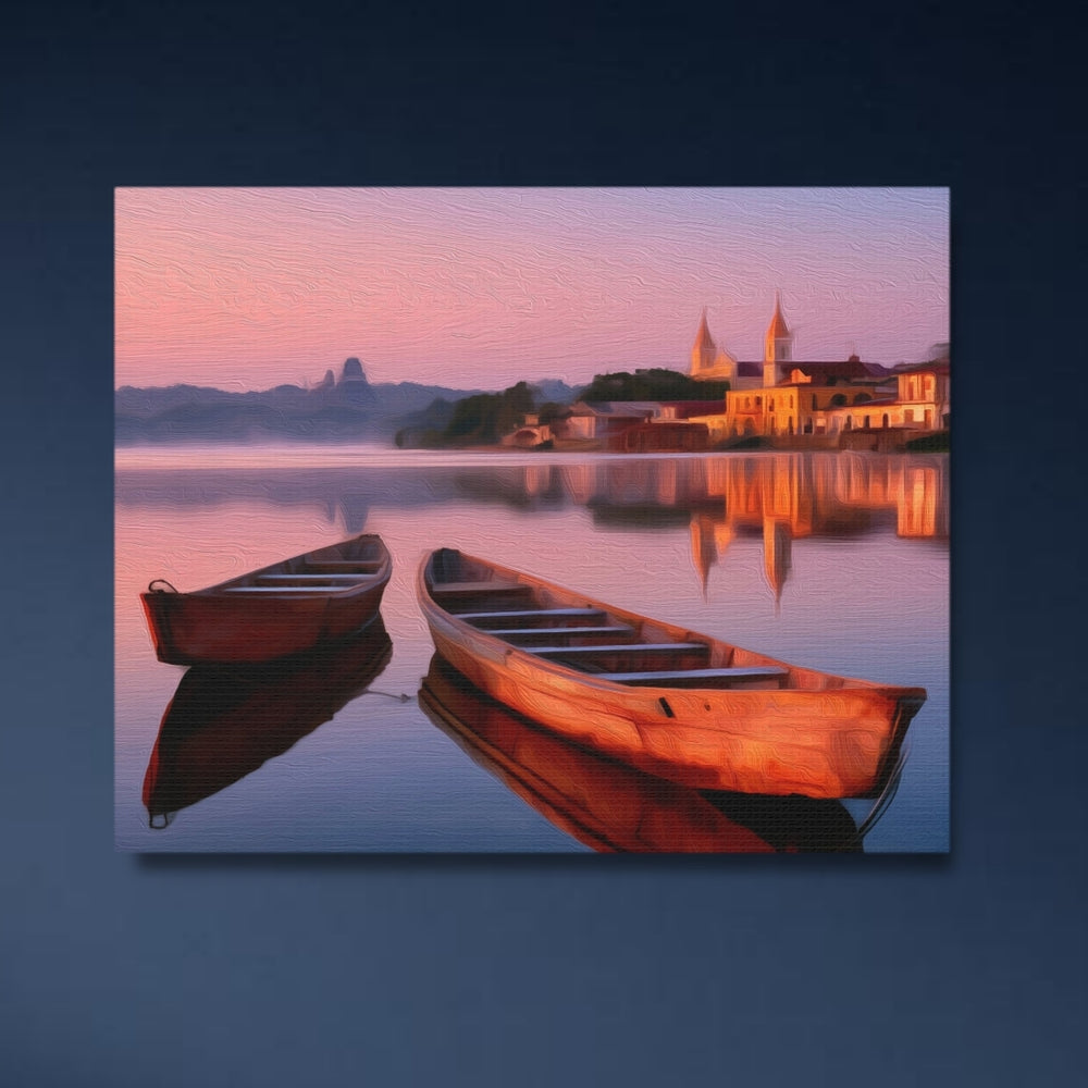 Flores, Guatemala | Island Town at Sunset | Original Series Gallery Canvas detail