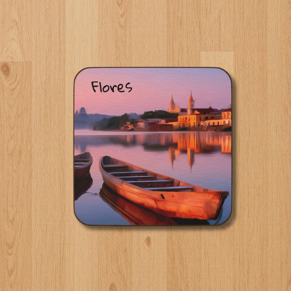 Flores, Guatemala | Island Town at Sunset | Original Series Hardboard Coaster