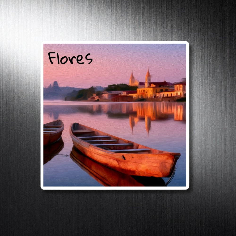 Flores, Guatemala | Island Town at Sunset | Original Series Decorative Magnet