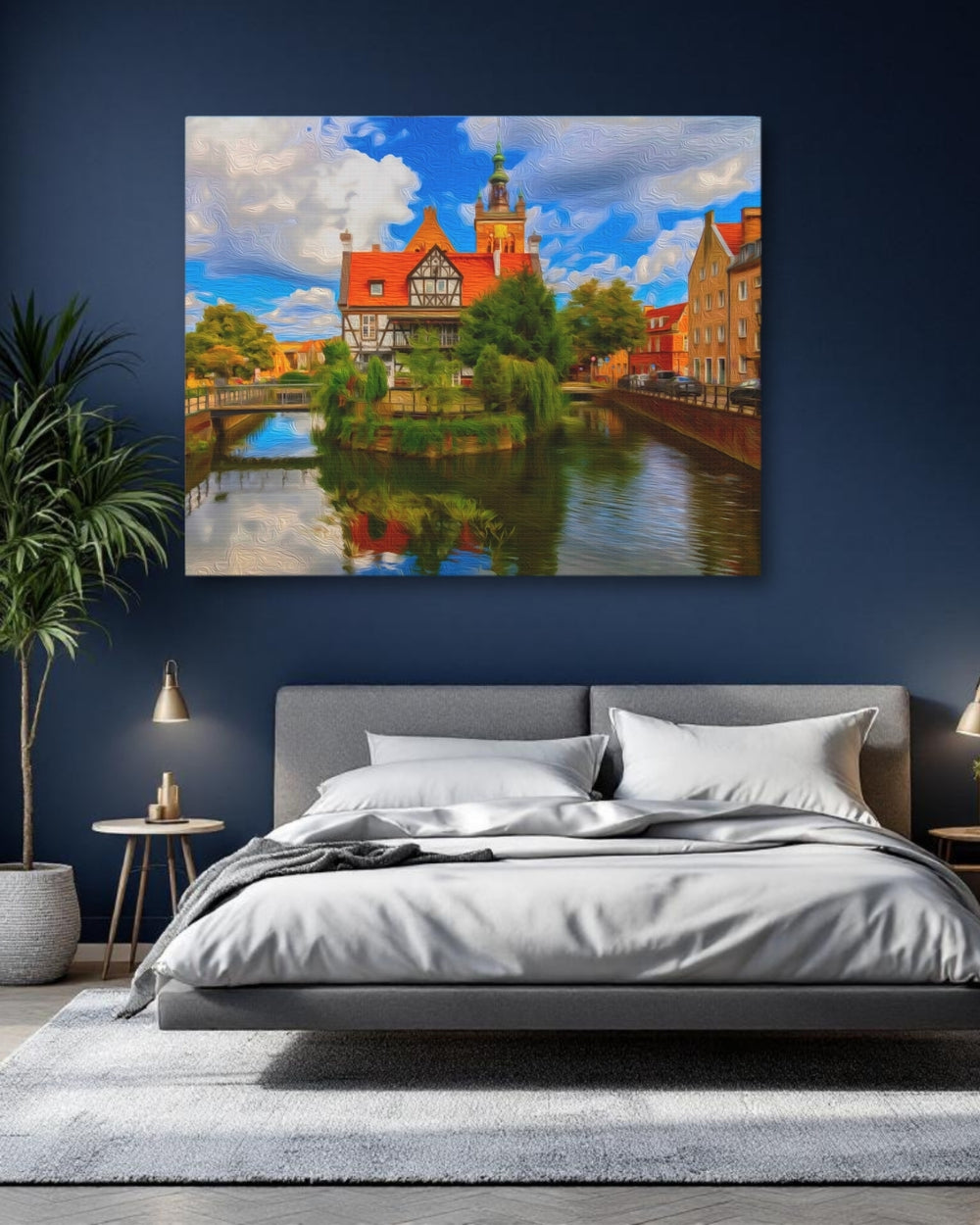 Gdansk, Poland | Old Town Canal Reflections | Original Series Gallery Canvas detail
