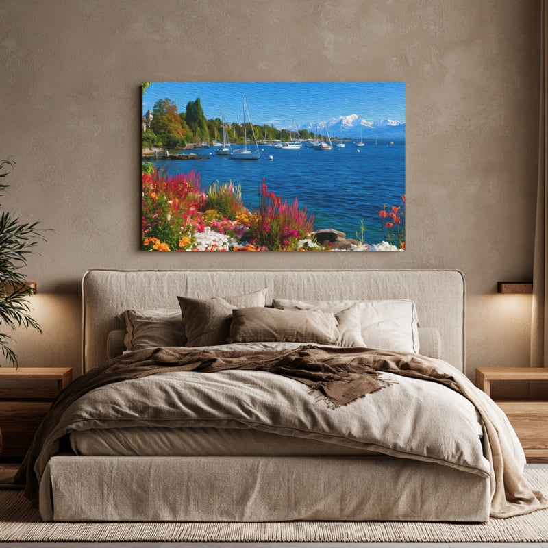Lake Geneva Harbor Sailboats — Geneva, Switzerland, view 6