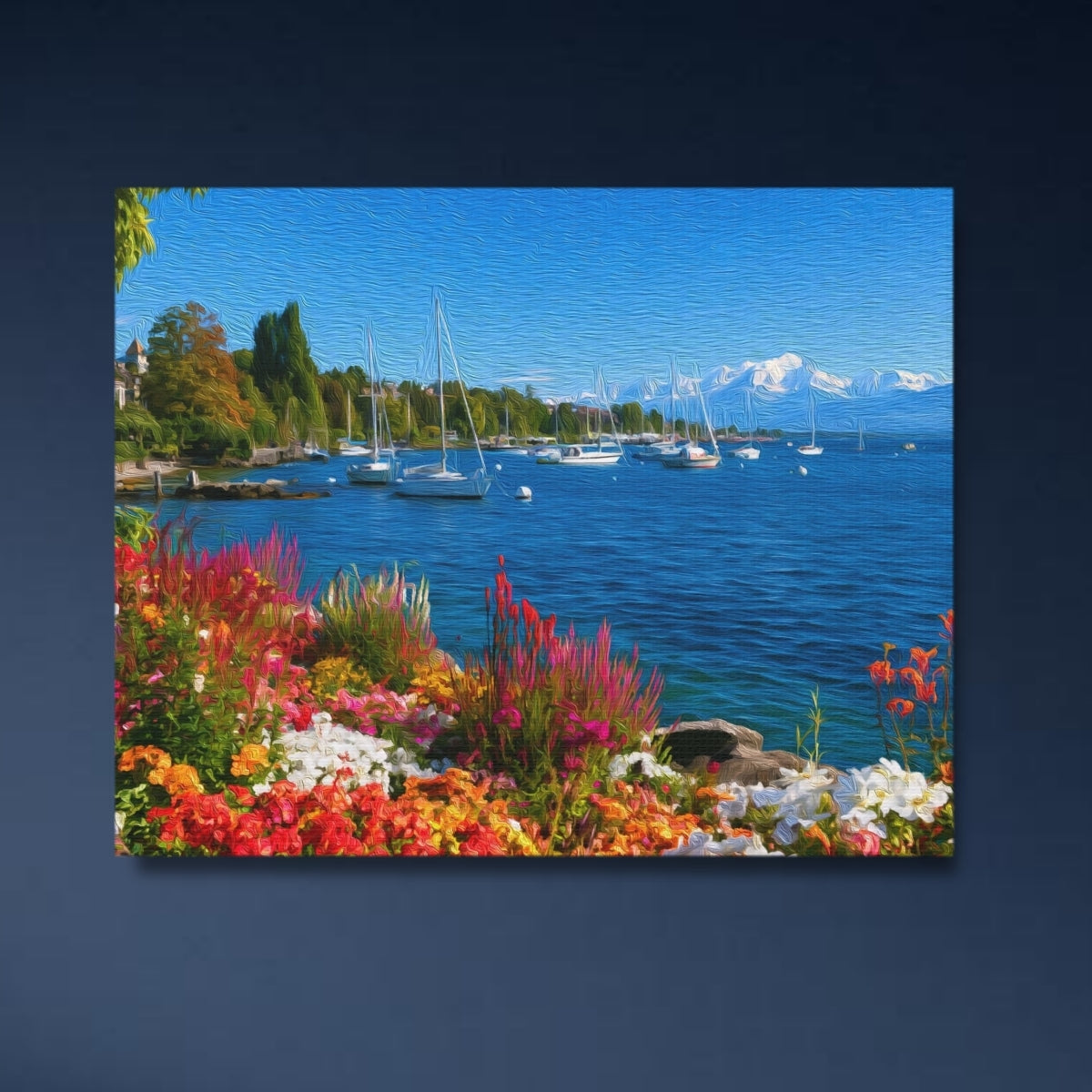 Lake Geneva Harbor Sailboats — Geneva, Switzerland, close-up detail