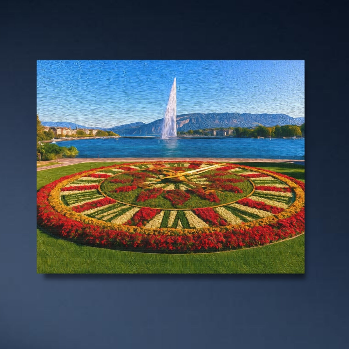Geneva Flower Clock Jet dEau — Geneva, Switzerland, close-up detail
