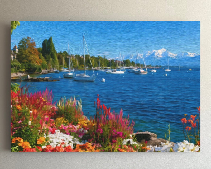 Lake Geneva Harbor Sailboats — Geneva, Switzerland
