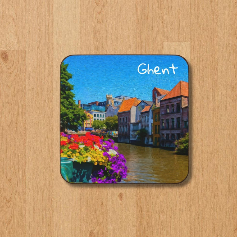 Ghent, Belgium | Canal Waterway Old Town | Original Series Hardboard Coaster
