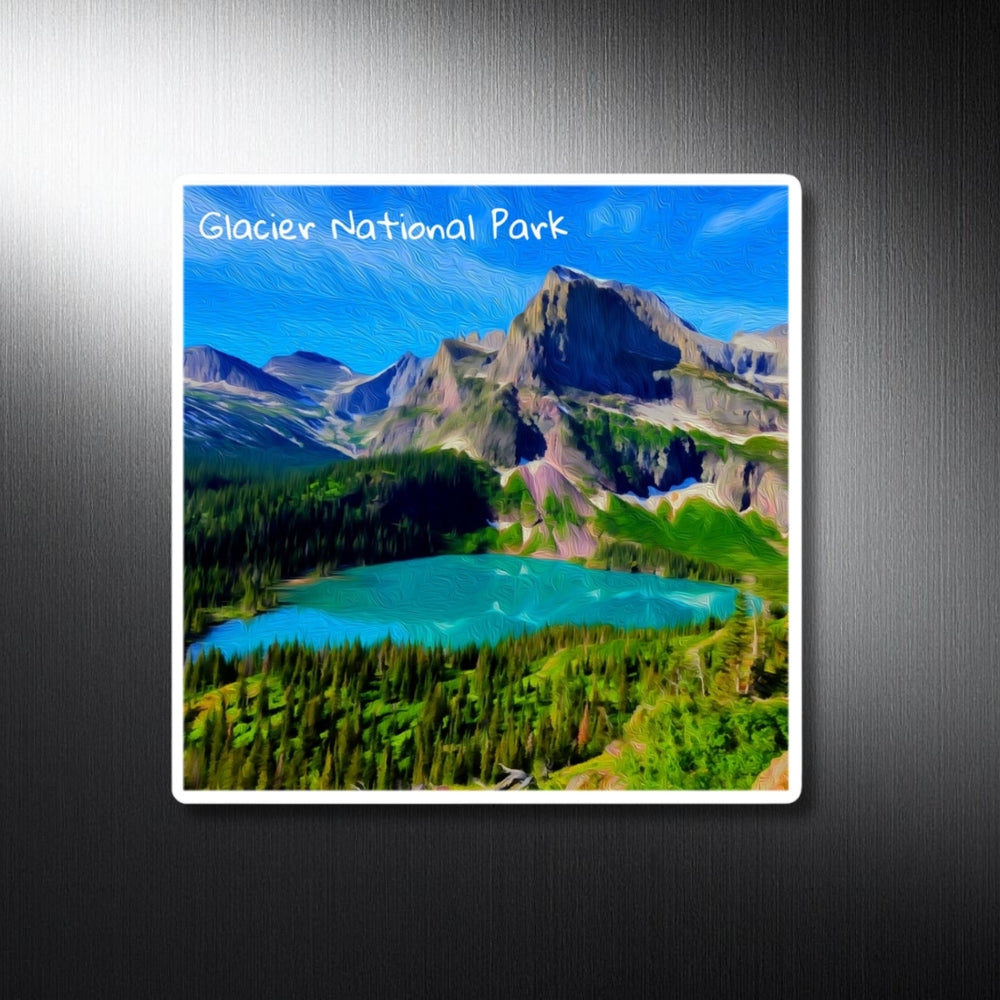 Glacier National Park, Montana | Glacial Lake Mountain Vista | Original Series Decorative Magnet