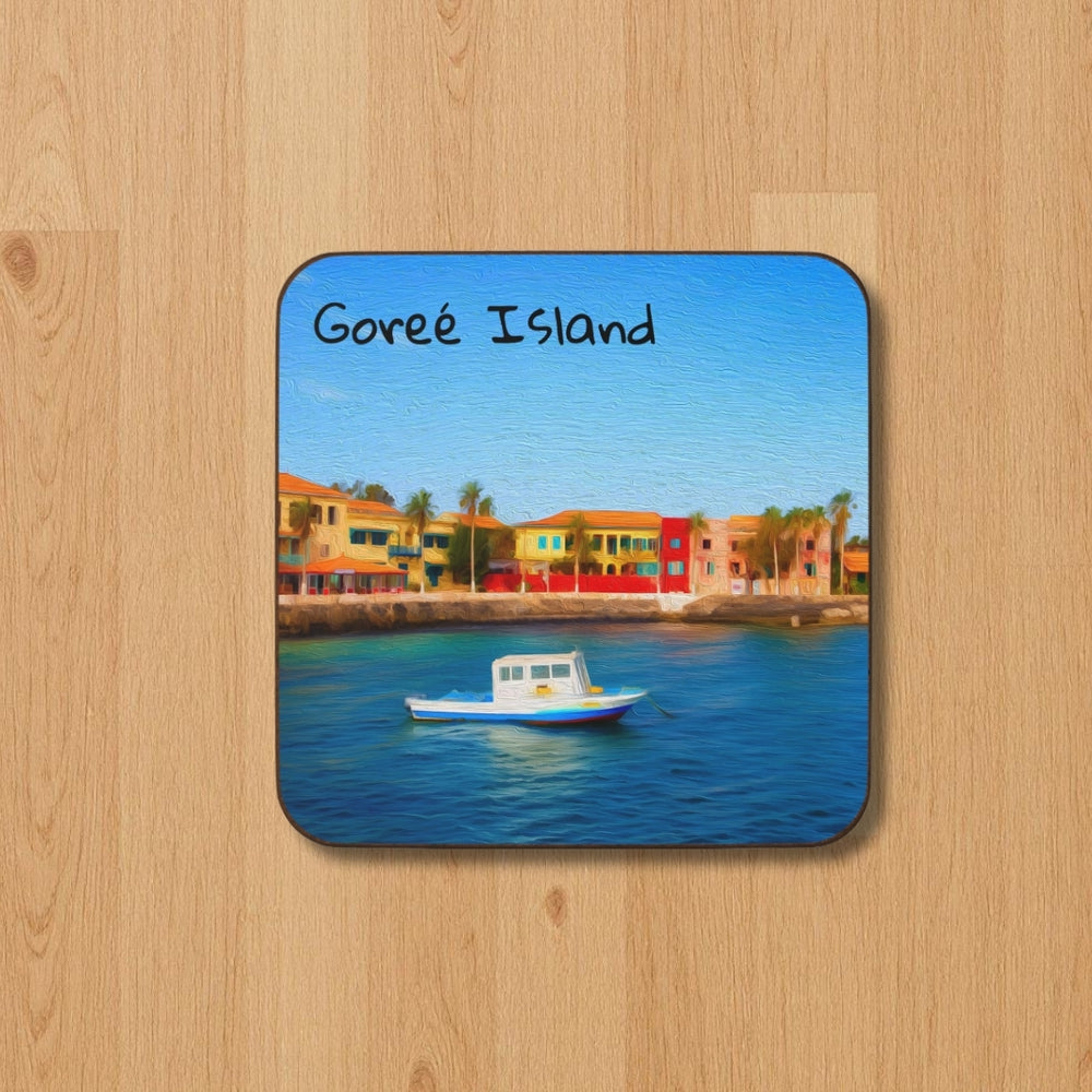 Goreé Island, Senegal | Colorful Waterfront Colonial Harbor | Original Series Hardboard Coaster