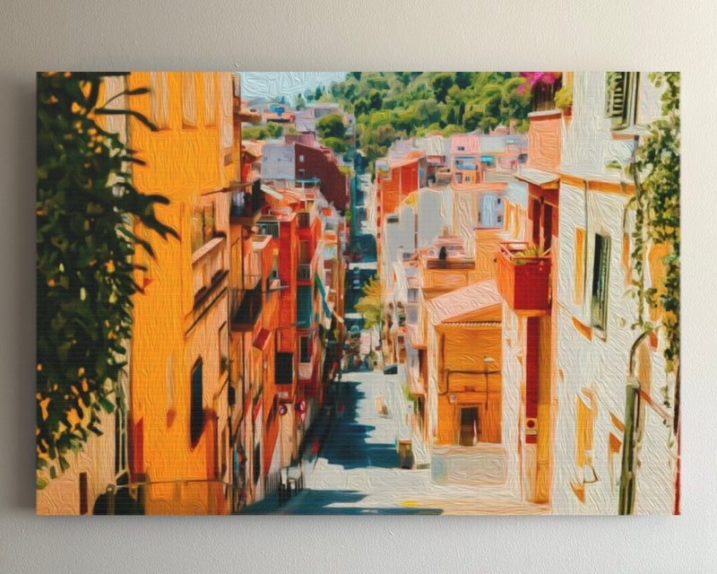 Colorful Hillside Village Street — Gracia, Barcelona
