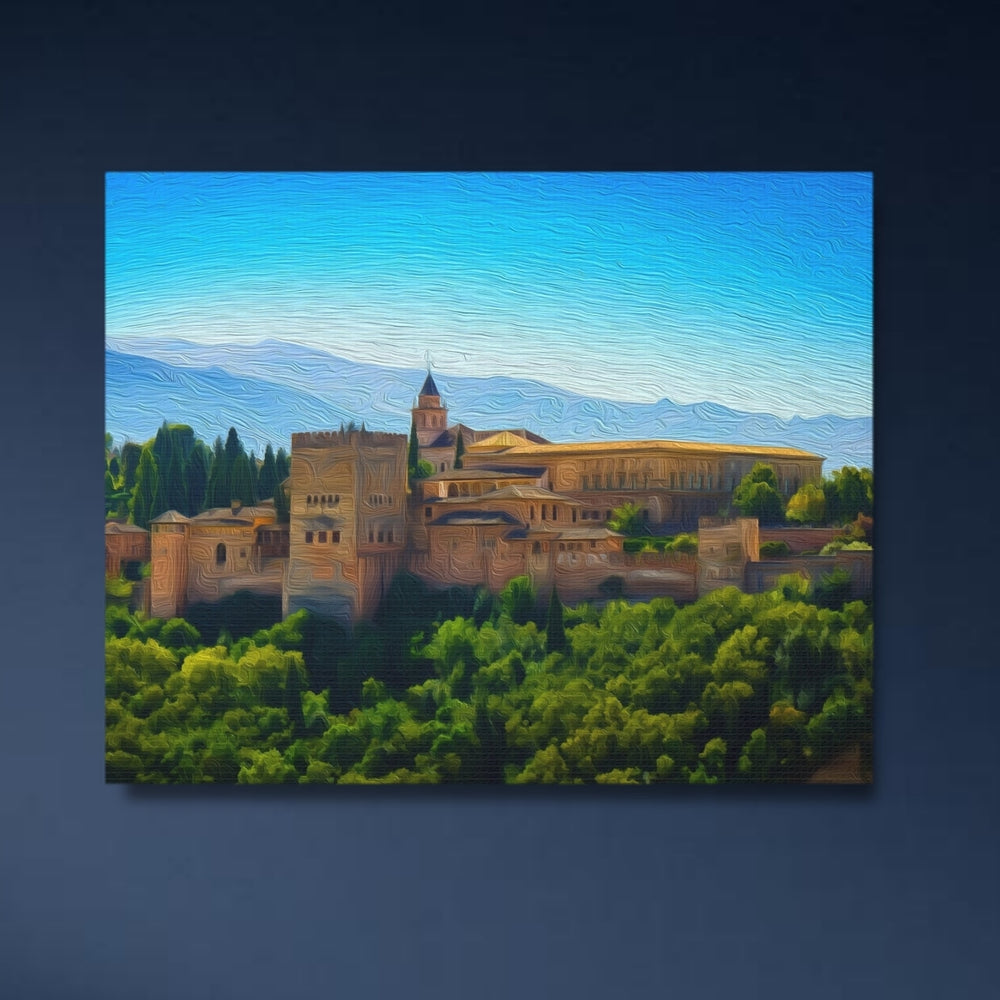 Granada, Spain | Alhambra Palace Among Trees | Original Series Gallery Canvas detail
