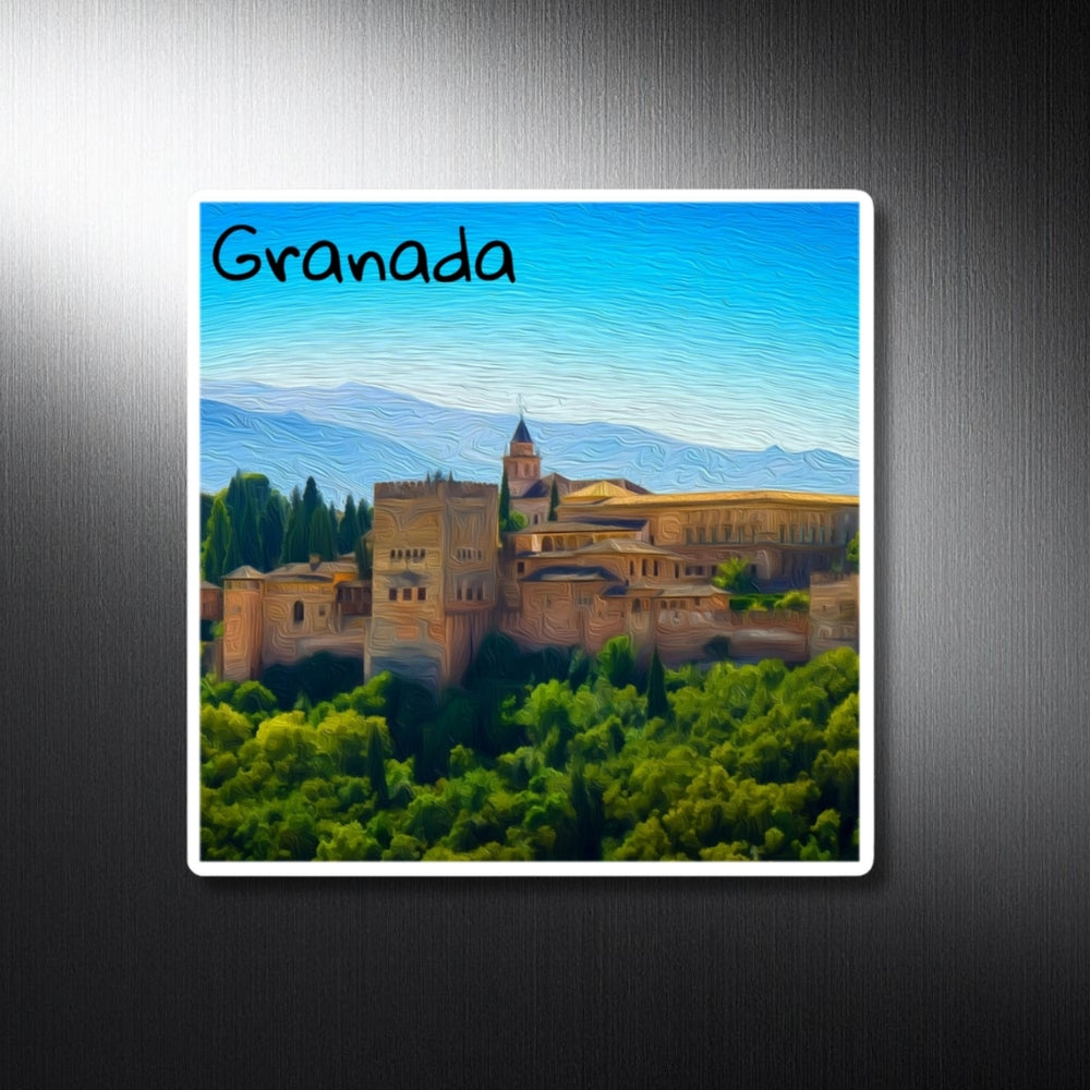 Granada, Spain | Alhambra Palace Among Trees | Original Series Decorative Magnet