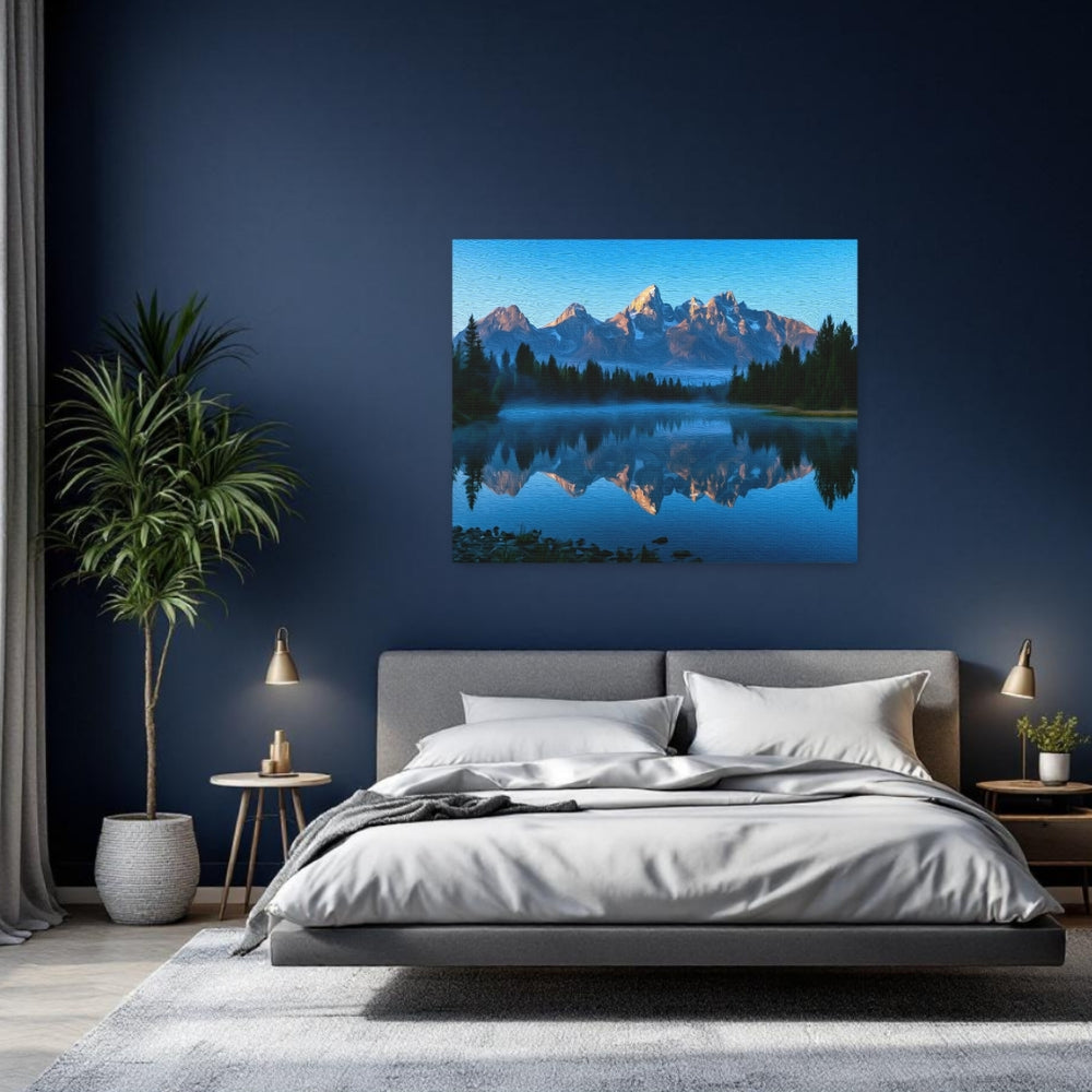 Grand Teton National Park, Wyoming | Teton Range Lake Reflection | Original Series Gallery Canvas detail