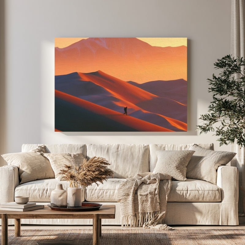 Lone Hiker Among Dunes — Great Sand Dunes, Colorado, view 1