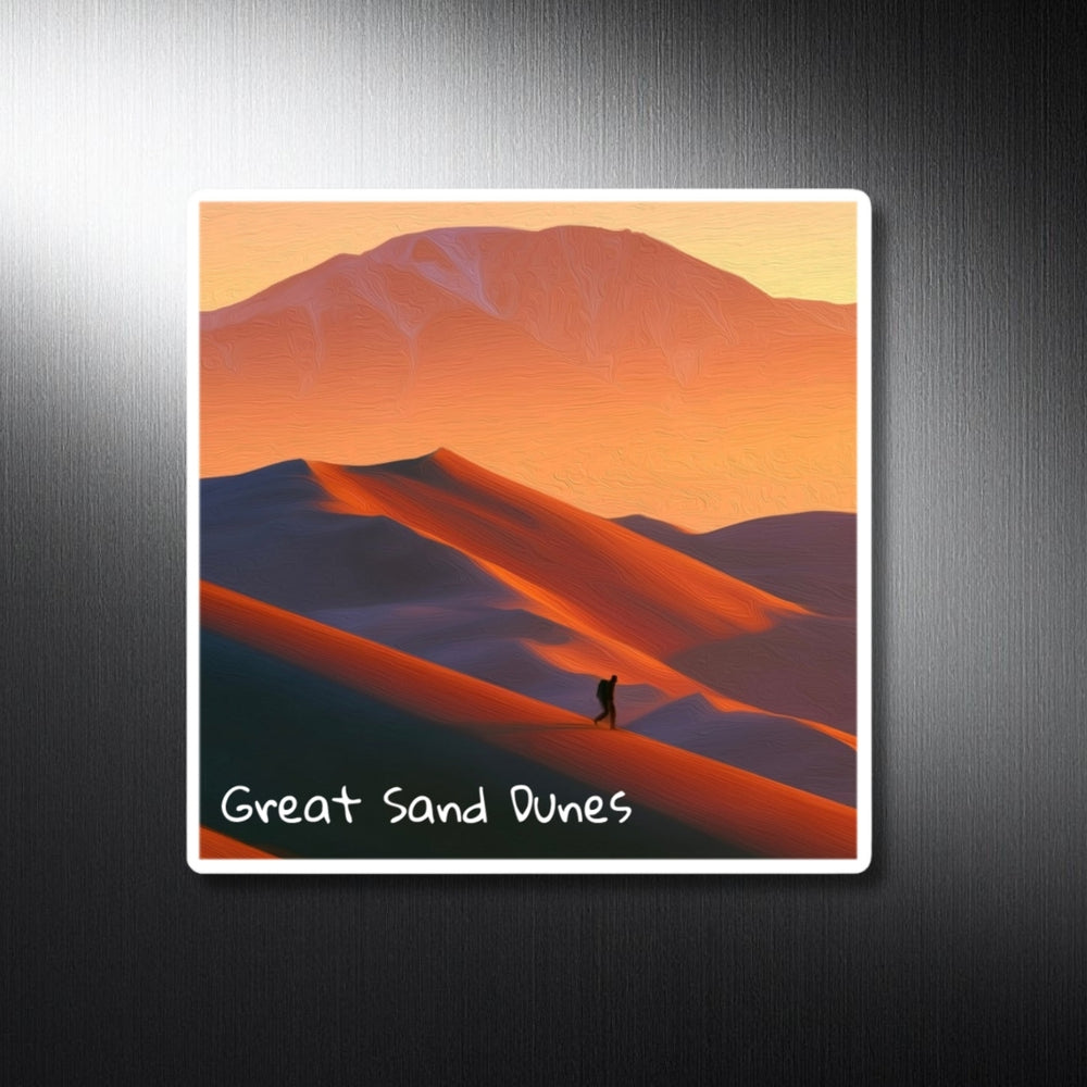Great Sand Dunes, Colorado | Lone Hiker Among Dunes | Original Series Decorative Magnet