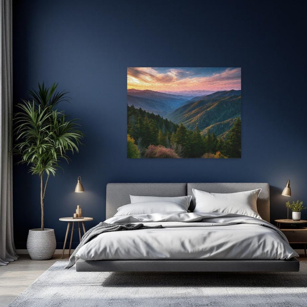 Great Smoky Mountains, Tennessee | Smoky Mountains Sunset Vista | Original Series Gallery Canvas detail