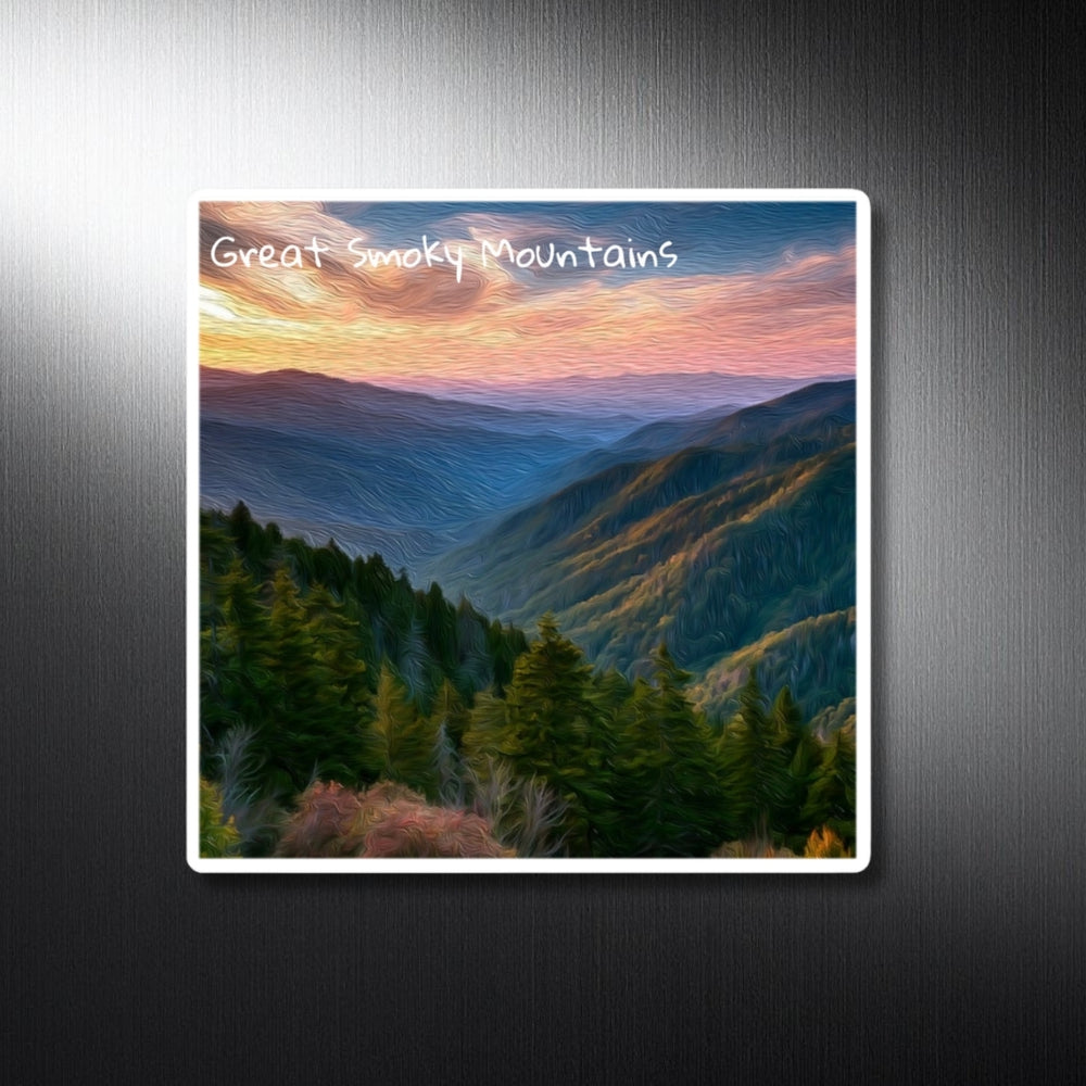 Great Smoky Mountains, Tennessee | Smoky Mountains Sunset Vista | Original Series Decorative Magnet