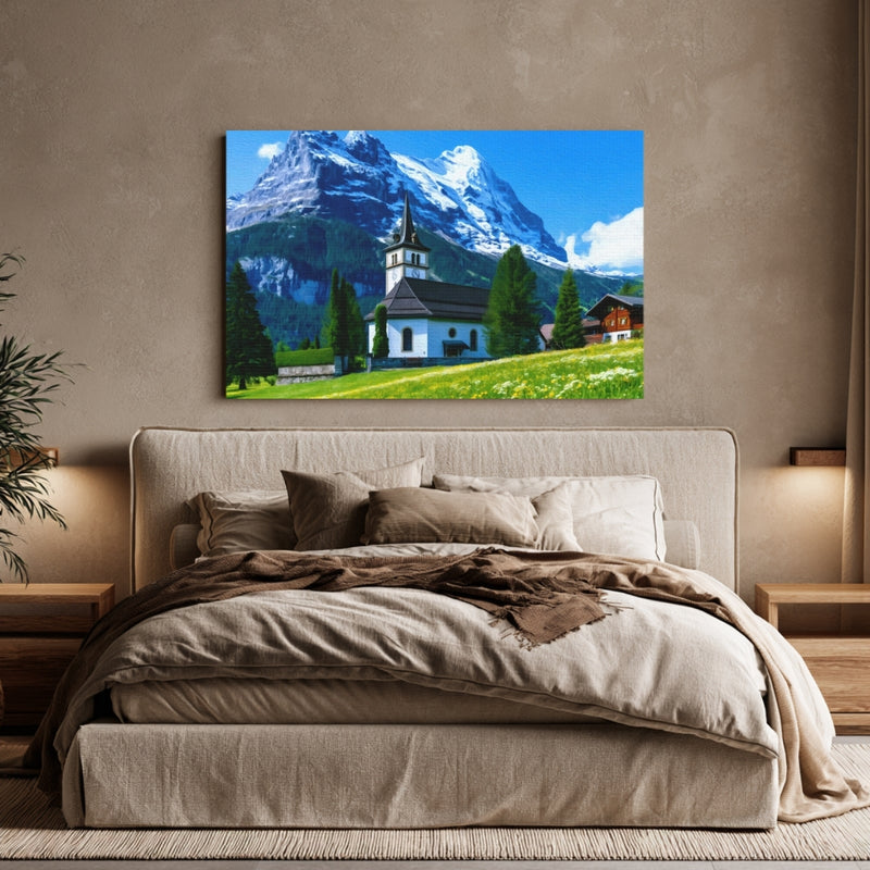 Grindelwald Village Church Alpine Meadow — Grindelwald, Switzerland, view 6