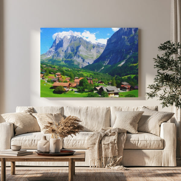 Grindelwald, Switzerland | Alpine Village Mountain Valley | Original Series Gallery Canvas