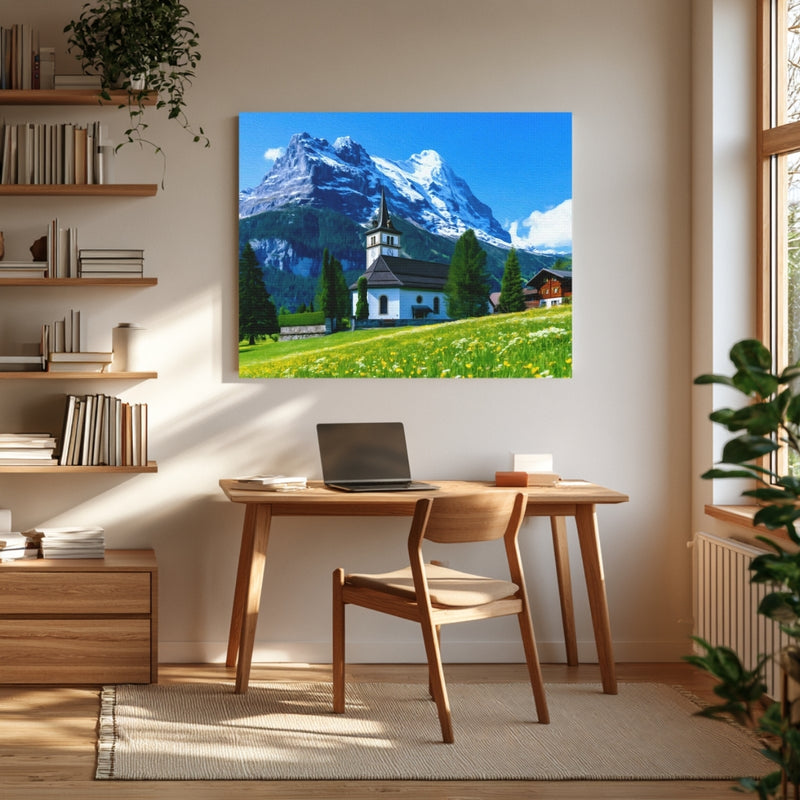 Grindelwald Village Church Alpine Meadow — Grindelwald, Switzerland, view 4