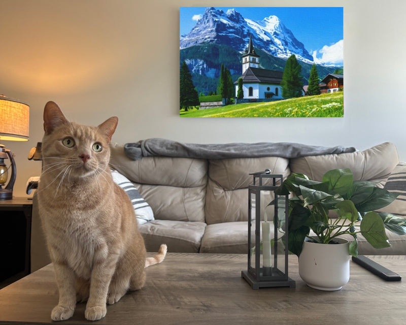 Grindelwald Village Church Alpine Meadow — Grindelwald, Switzerland, view 2