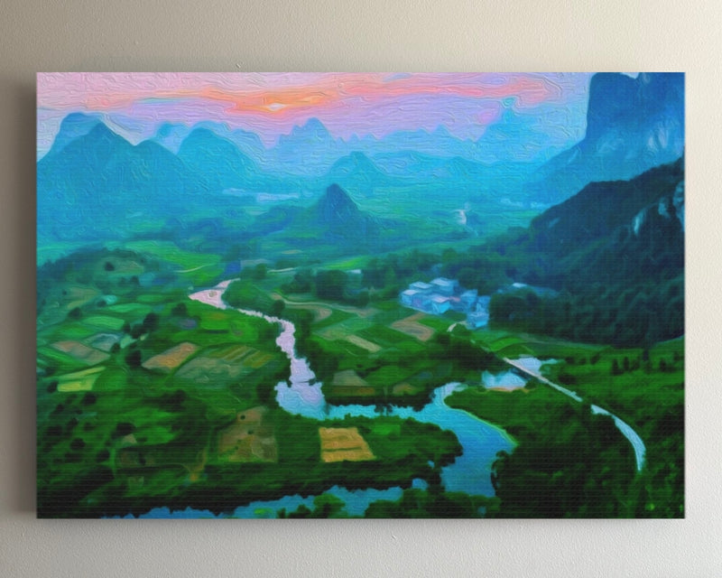Karst Valley River Sunset — Guilin, China