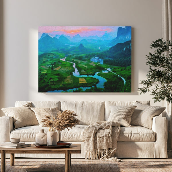 Guilin, China | Karst Valley River Sunset | Original Series Gallery Canvas