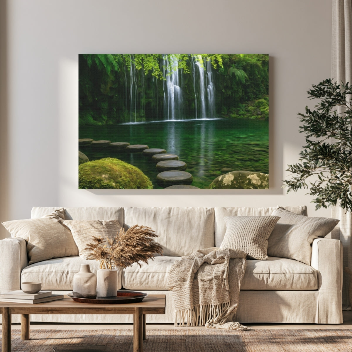 Hakone Garden Stepping Stones Waterfall — Hakone, Japan, view 1