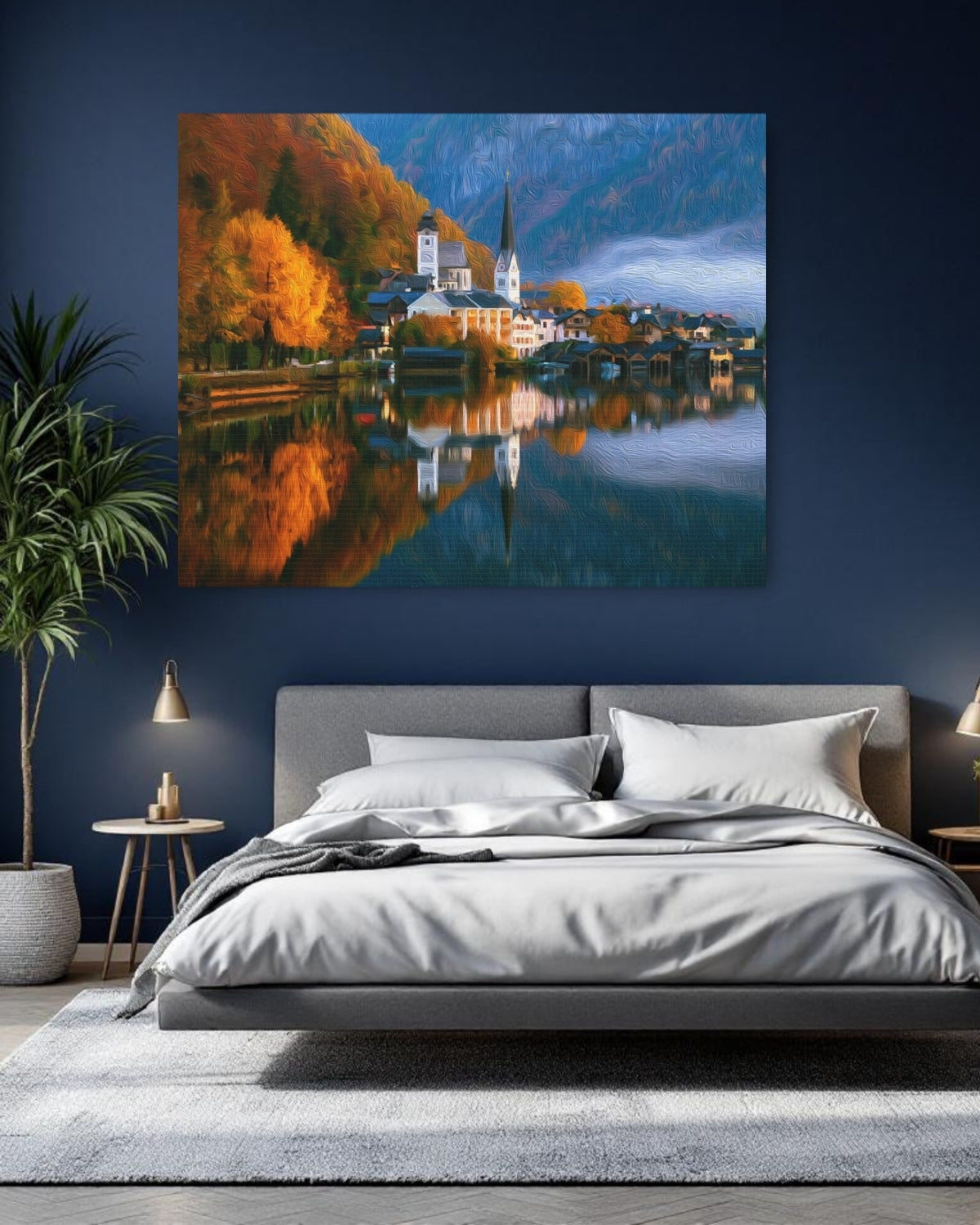 Hallstatt, Austria | Hallstatt Lakeside Village Churches | Original Series Gallery Canvas detail