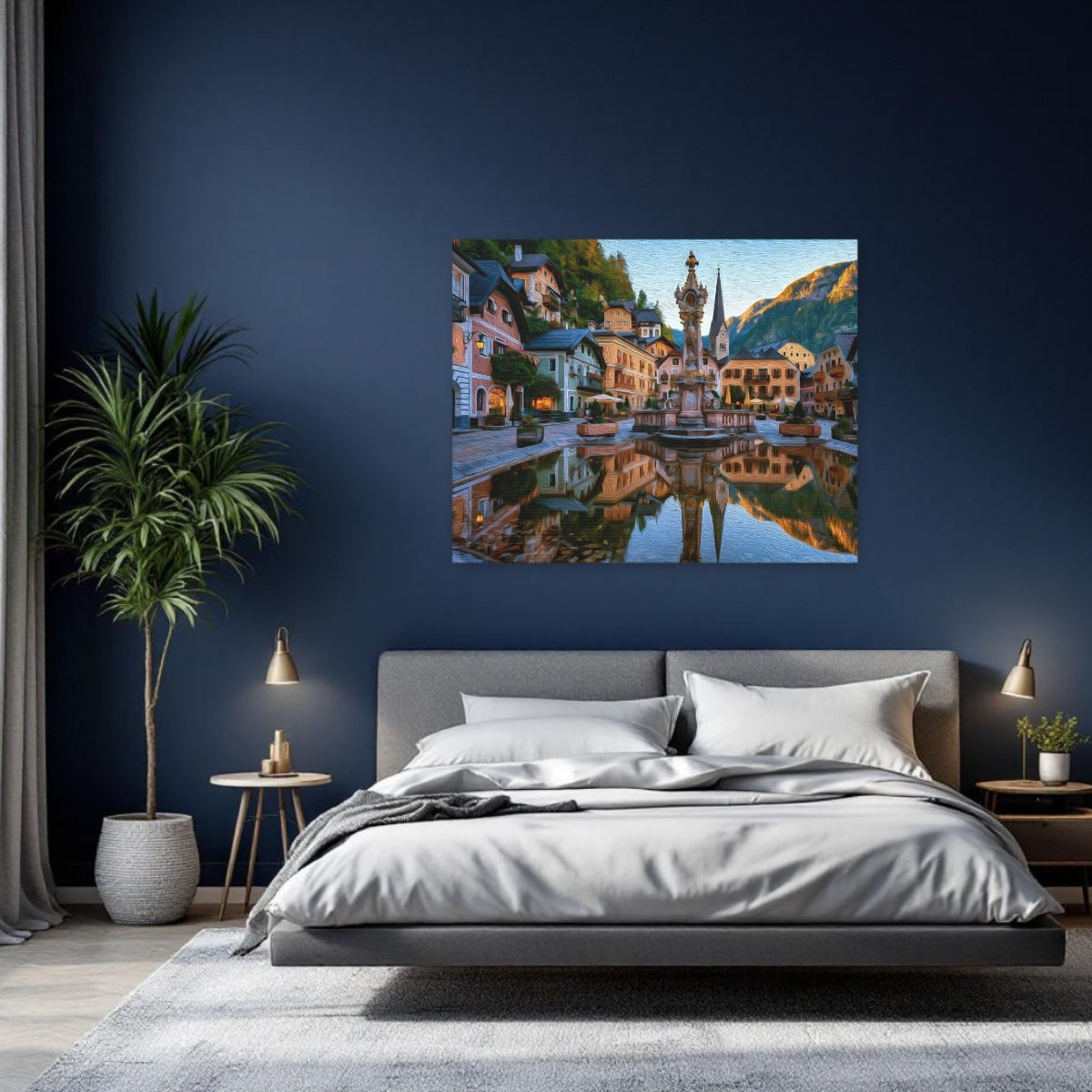 Hallstatt, Austria | Hallstatt Market Square Trinity Column | Original Series Gallery Canvas detail