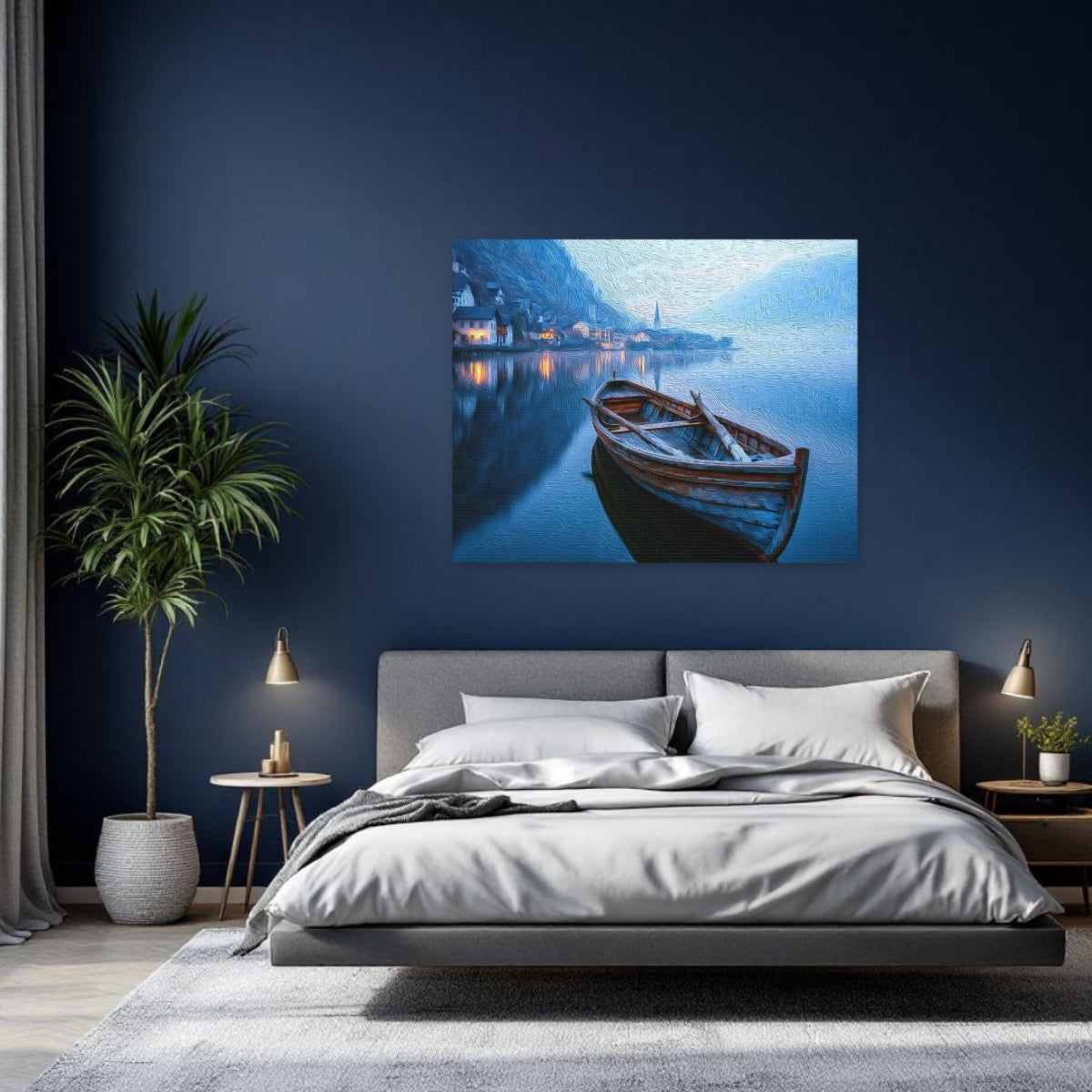 Hallstatt, Austria | Hallstatt Lake Village Dusk | Original Series Gallery Canvas detail