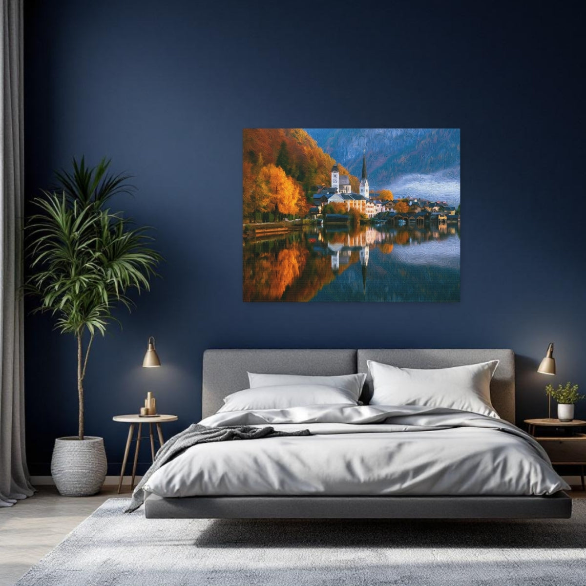 Hallstatt, Austria | Hallstatt Lakeside Village Churches | Original Series Gallery Canvas detail