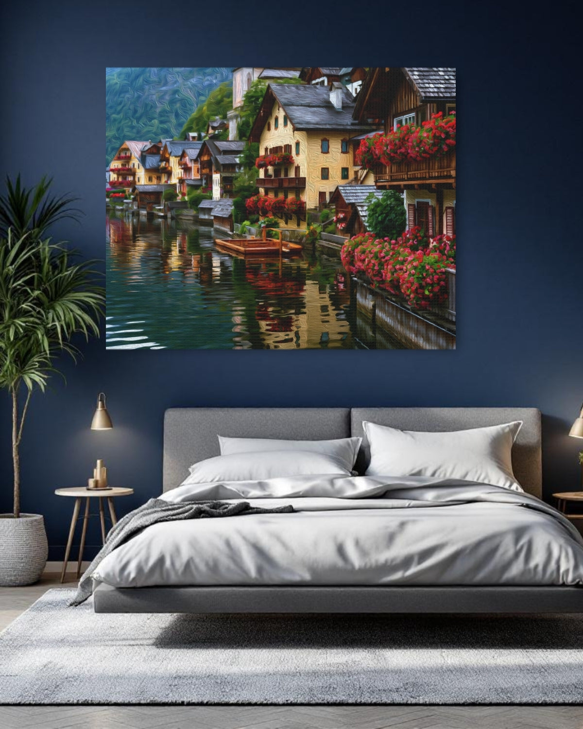 Hallstatt, Austria | Hallstatt Lakeside Village Waterfront | Original Series Gallery Canvas detail