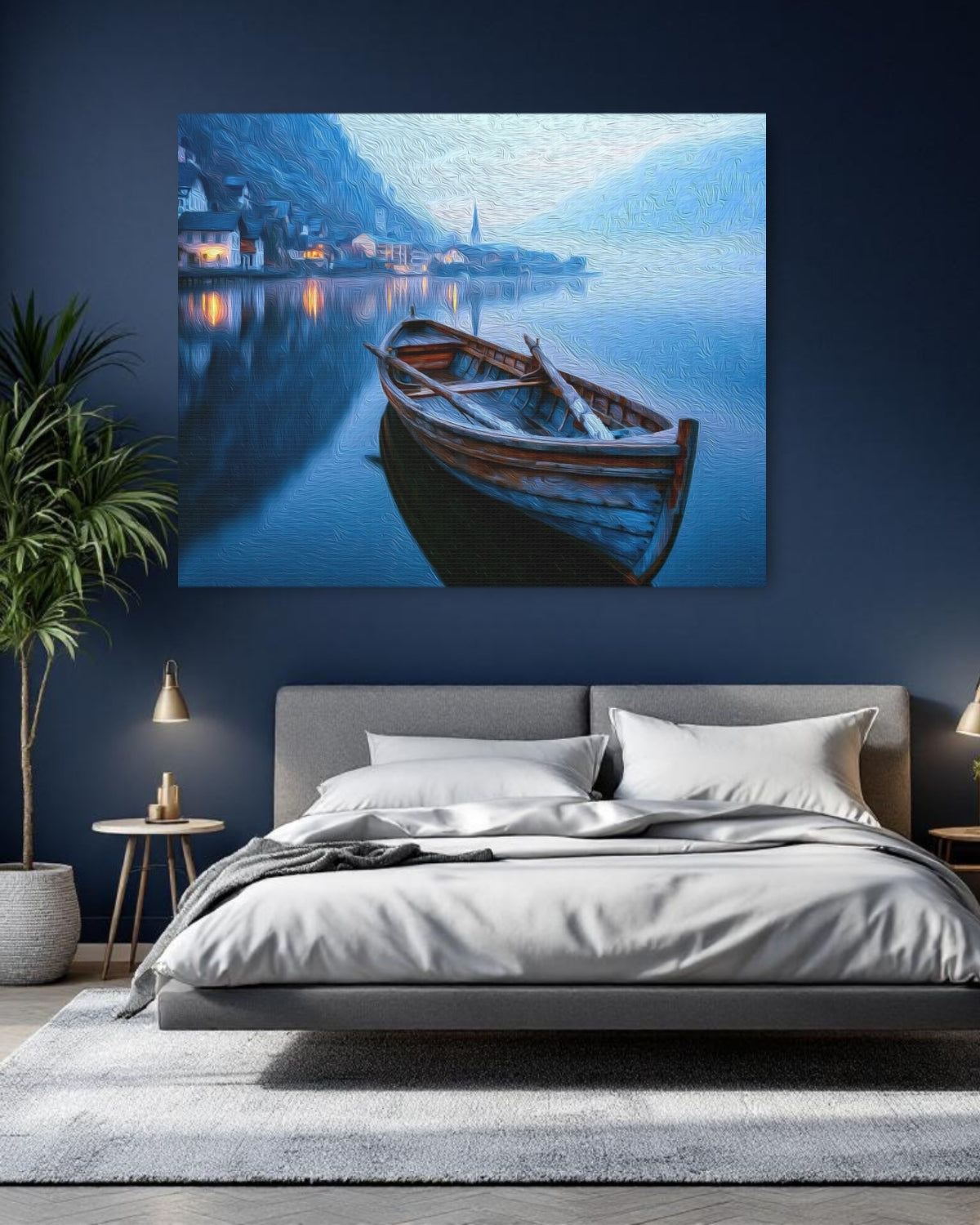 Hallstatt, Austria | Hallstatt Lake Village Dusk | Original Series Gallery Canvas detail