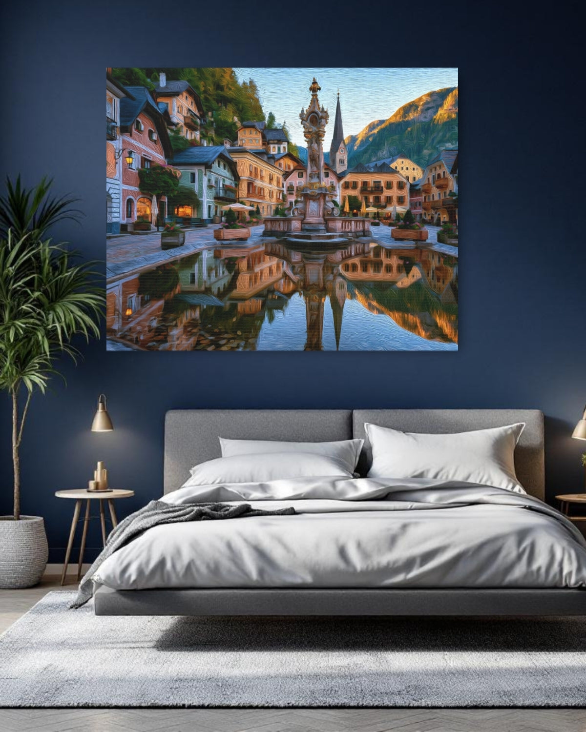 Hallstatt, Austria | Hallstatt Market Square Trinity Column | Original Series Gallery Canvas detail