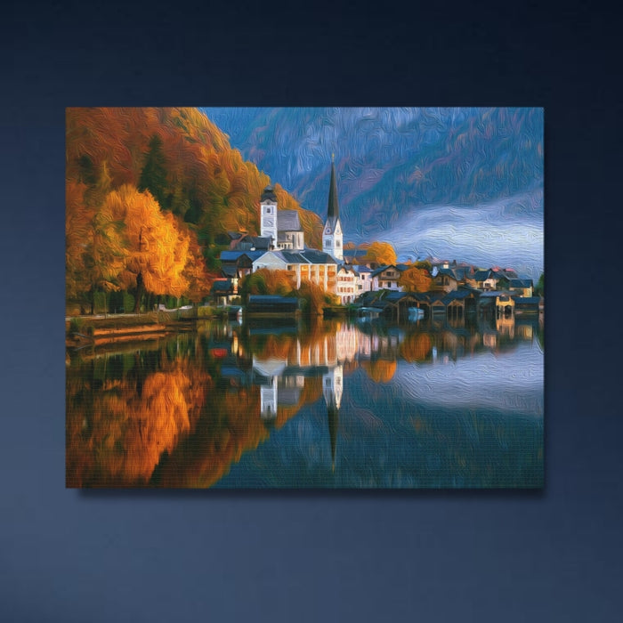 Hallstatt, Austria | Hallstatt Lakeside Village Churches | Original Series Gallery Canvas