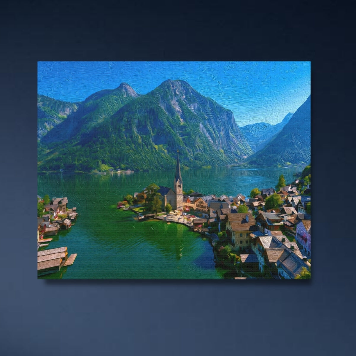 Hallstatt, Austria | Hallstatt Lake Village Church | Original Series Gallery Canvas close-up detail