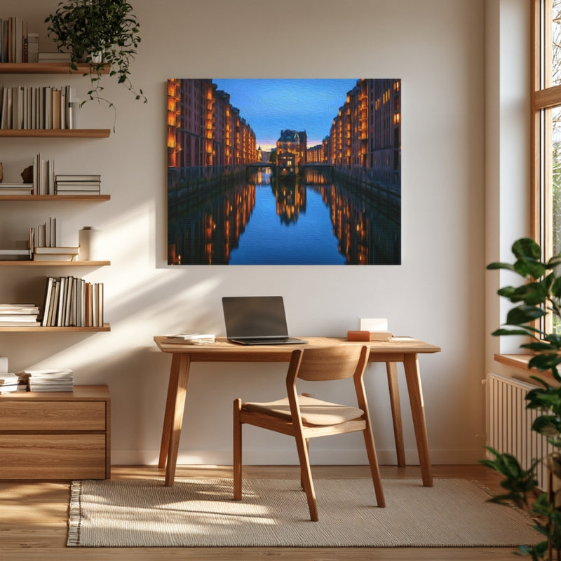 Speicherstadt Canal at Dusk — Hamburg, Germany, view 4