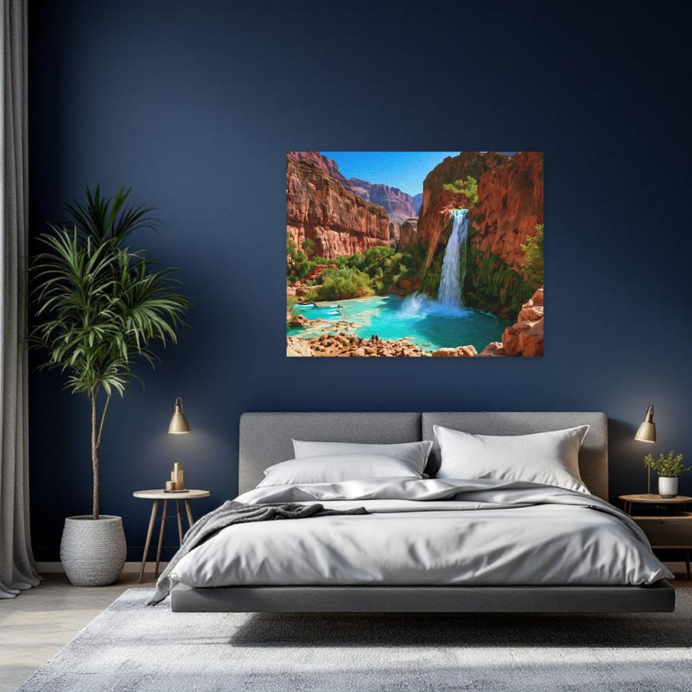 Havasu Falls, Arizona | Turquoise Canyon Waterfall Oasis | Original Series Gallery Canvas detail