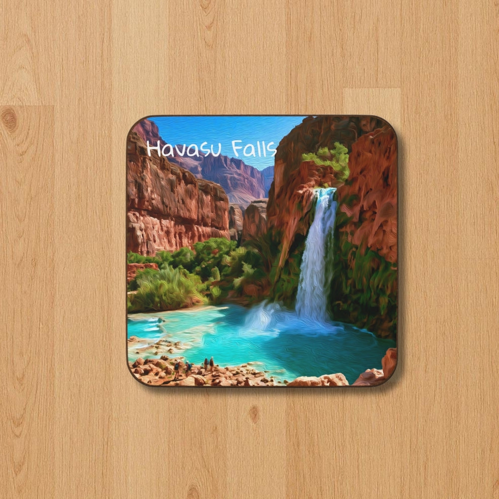 Havasu Falls, Arizona | Turquoise Canyon Waterfall Oasis | Original Series Hardboard Coaster