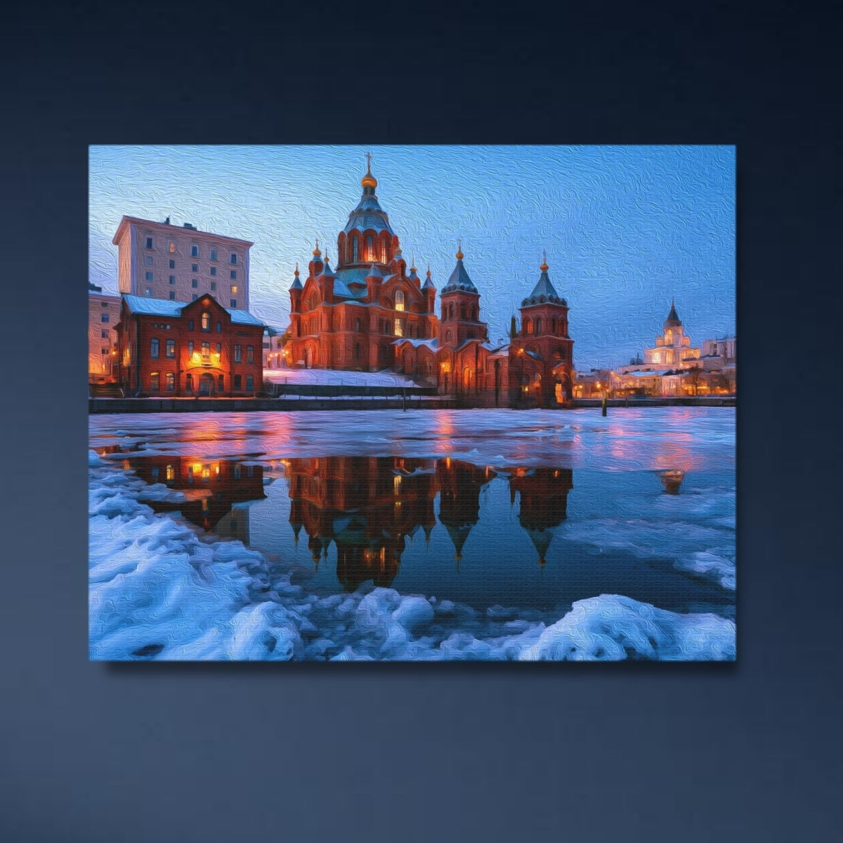 Uspenski Cathedral Winter Reflection — Helsinki, Finland, close-up detail