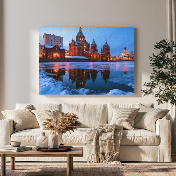 Helsinki, Finland | Uspenski Cathedral Winter Reflection | Original Series Gallery Canvas