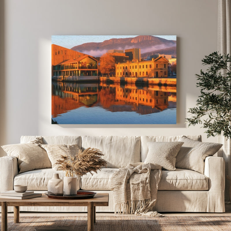 Salamanca Waterfront & Brooke Street Pier Reflection — Hobart, Australia, view 1