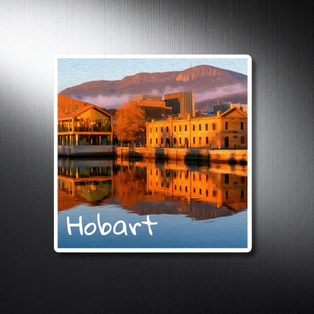 Hobart, Australia | Hobart Waterfront Golden Reflection | Original Series Decorative Magnet