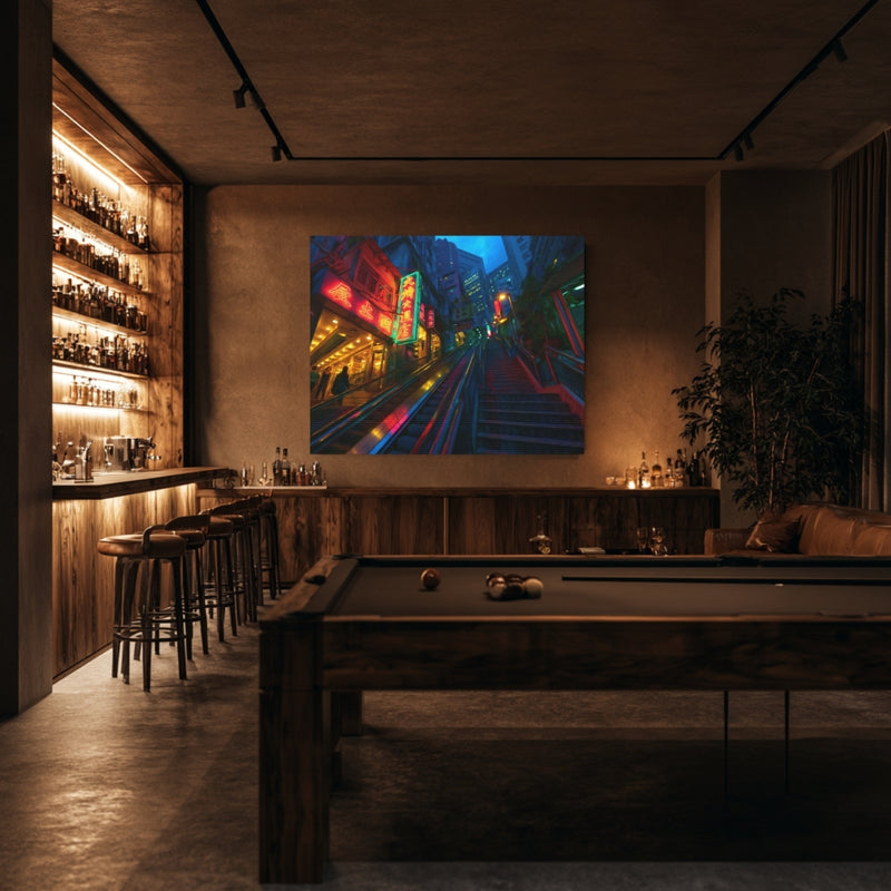 Hong Kong, China | Hong Kong Neon Stairway Night | Original Series Gallery Canvas