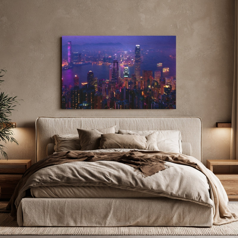 Hong Kong, China | Hong Kong Victoria Harbour Night Skyline | Original Series Gallery Canvas