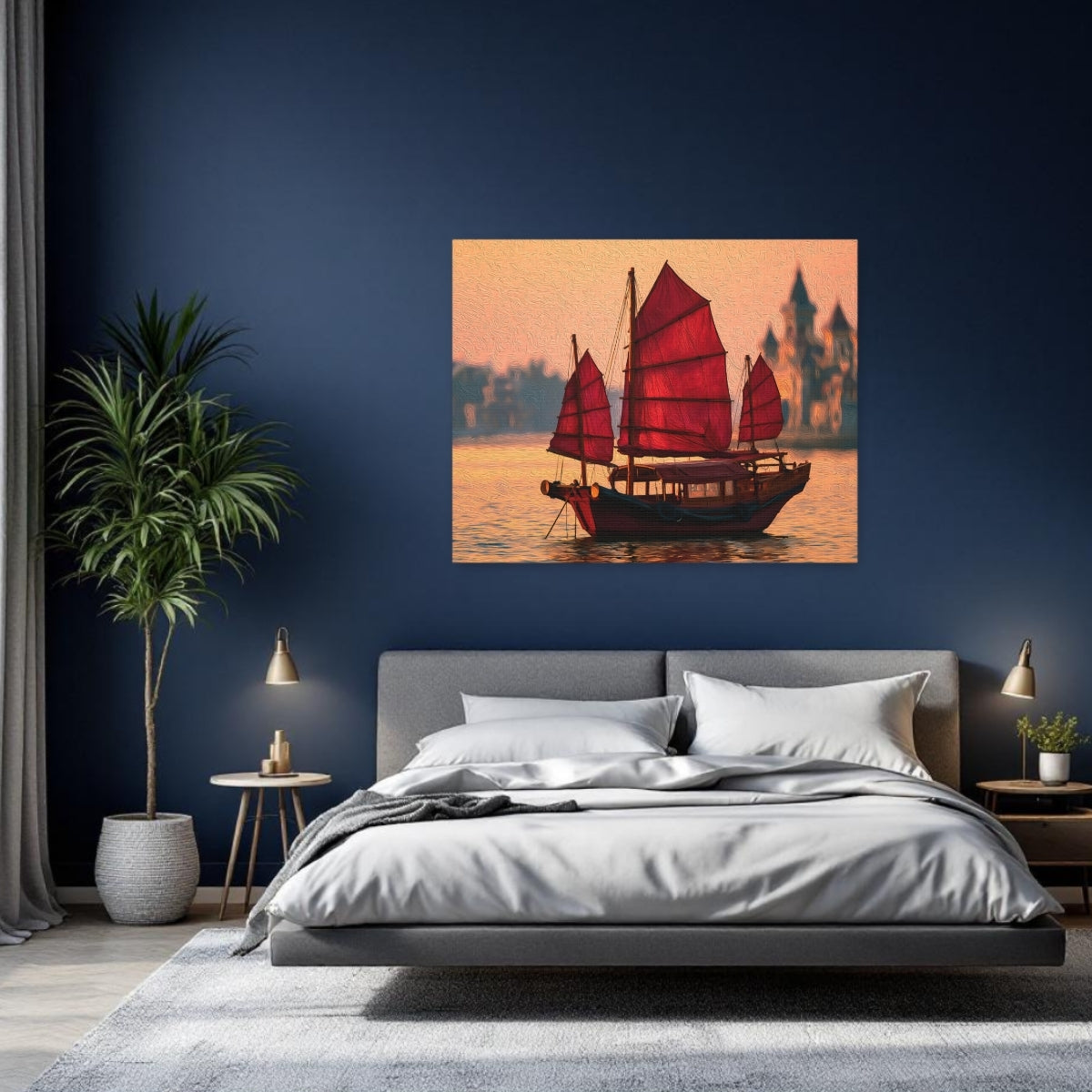 Hong Kong, China | Hong Kong Harbor Junk Boat | Original Series Gallery Canvas detail
