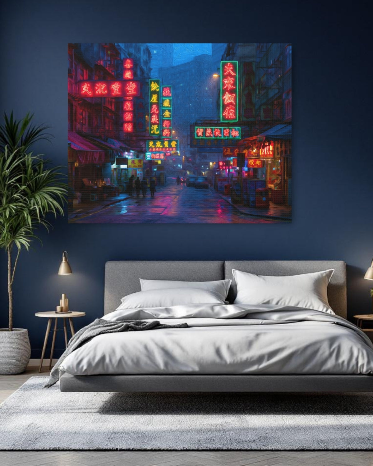 Hong Kong, China | Hong Kong Neon Night Street | Original Series Gallery Canvas detail