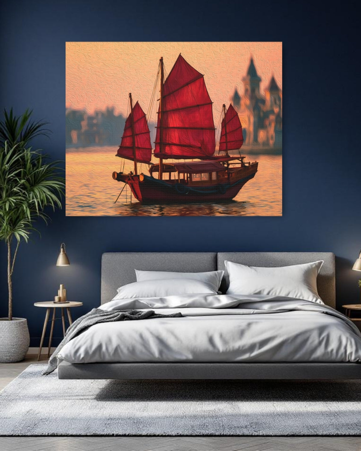 Hong Kong, China | Hong Kong Harbor Junk Boat | Original Series Gallery Canvas detail