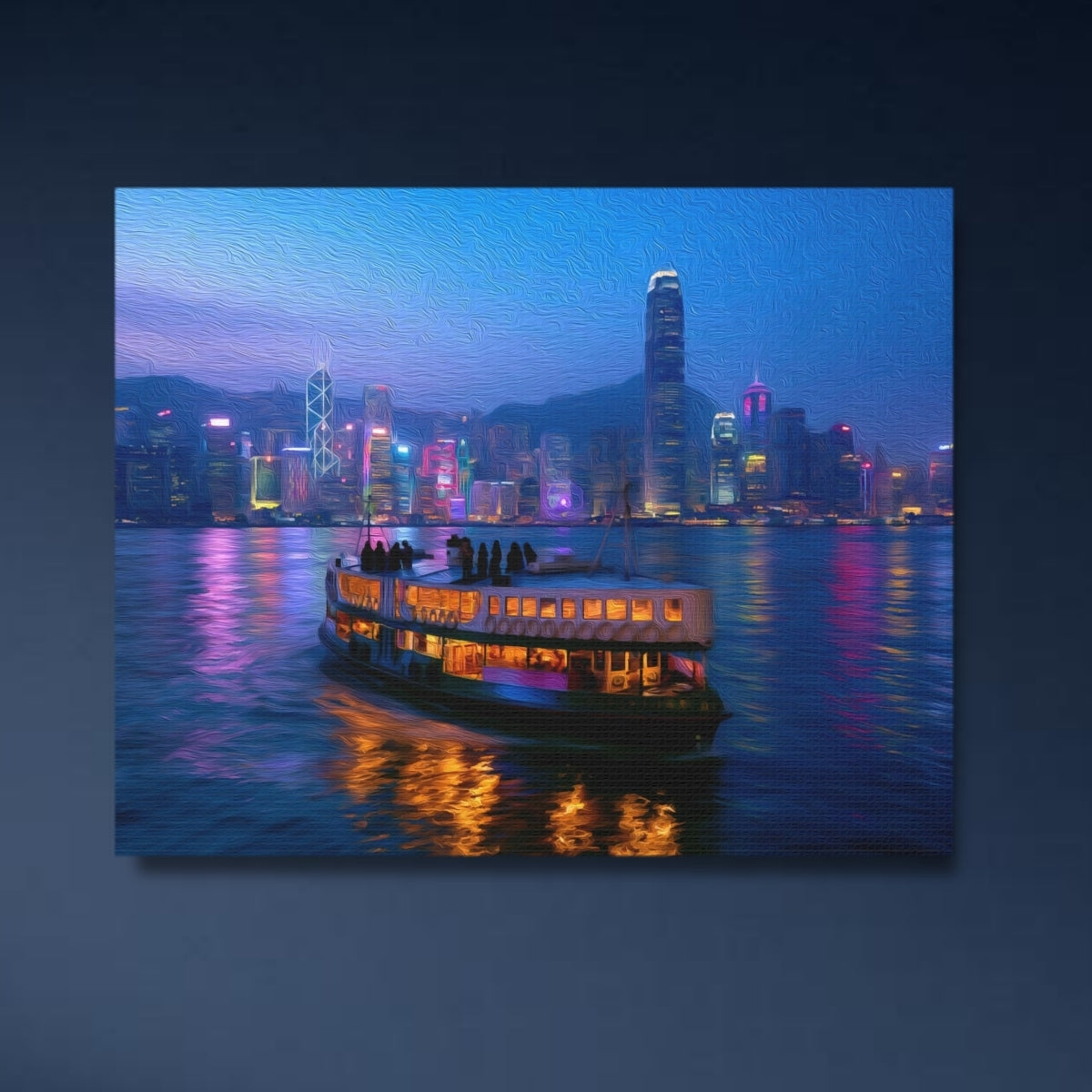 Hong Kong, China | Victoria Harbour Hong Kong Skyline | Original Series Gallery Canvas close-up detail